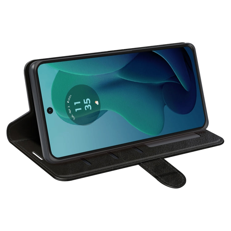 For Motolora Moto G 5G 2024 R64 Texture Horizontal Flip Leather Phone Case(Black) - Motorola Cases by buy2fix | Online Shopping UK | buy2fix