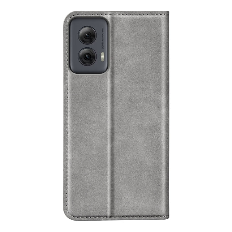 For Motorola Moto G Power 5G 2024 Retro-skin Magnetic Suction Leather Phone Case(Grey) - Motorola Cases by buy2fix | Online Shopping UK | buy2fix