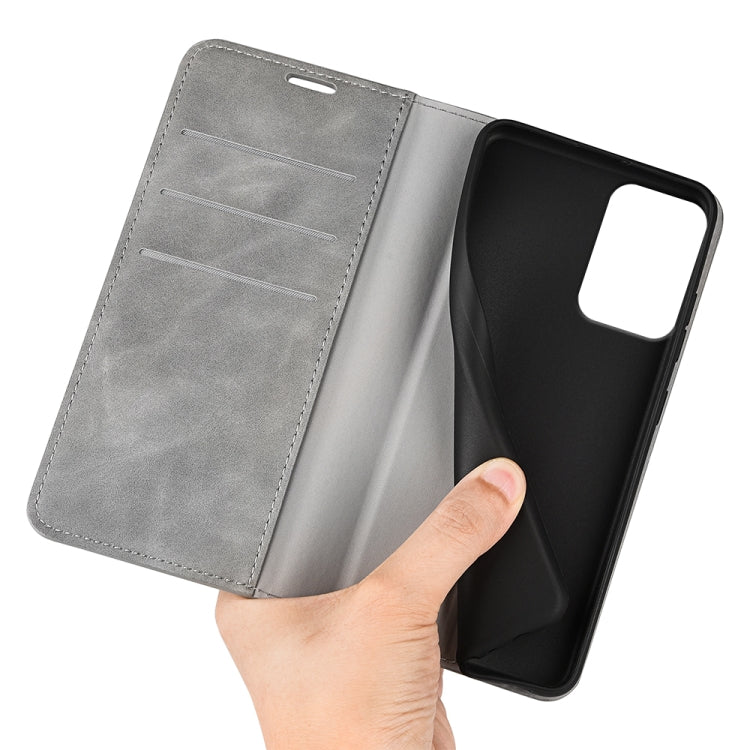 For Motorola Moto G Power 5G 2024 Retro-skin Magnetic Suction Leather Phone Case(Grey) - Motorola Cases by buy2fix | Online Shopping UK | buy2fix