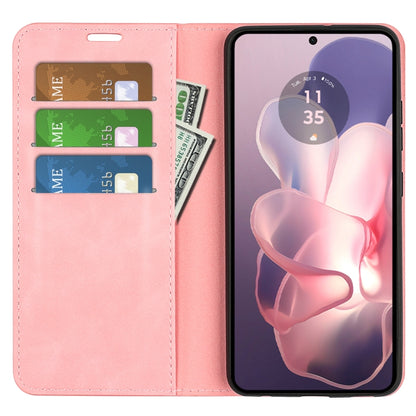 For Motorola Moto G Power 5G 2024 Retro-skin Magnetic Suction Leather Phone Case(Pink) - Motorola Cases by buy2fix | Online Shopping UK | buy2fix