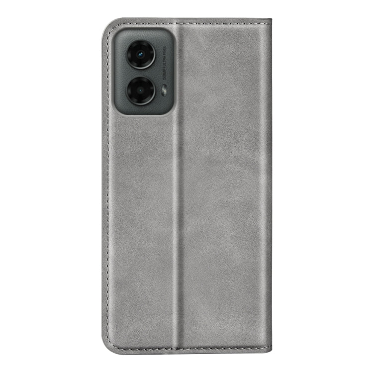 For Motorola Moto G 5G 2024 Retro-skin Magnetic Suction Leather Phone Case(Grey) - Motorola Cases by buy2fix | Online Shopping UK | buy2fix