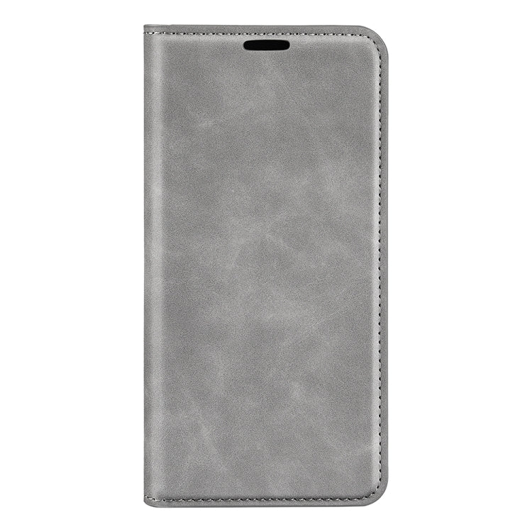 For Motorola Edge 5G 2024 Retro-skin Magnetic Suction Leather Phone Case(Grey) - Motorola Cases by buy2fix | Online Shopping UK | buy2fix