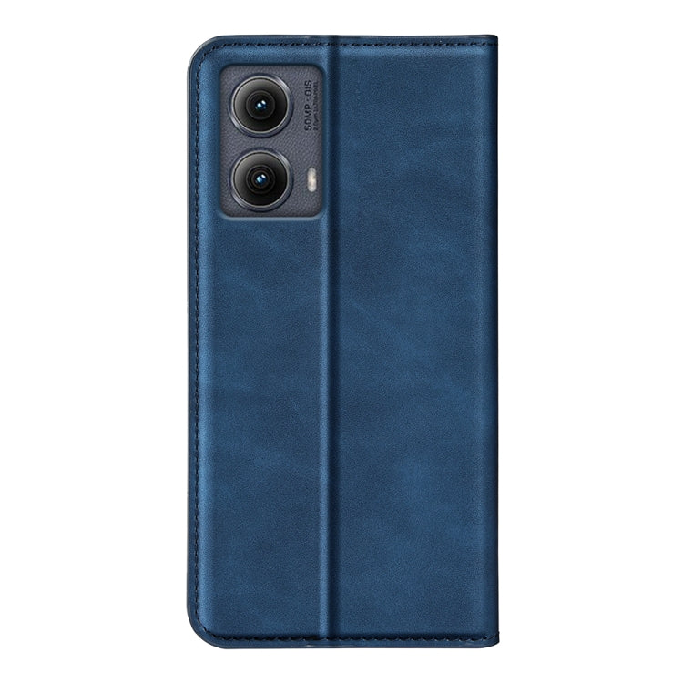 For Motorola Edge 5G 2024 Retro-skin Magnetic Suction Leather Phone Case(Dark Blue) - Motorola Cases by buy2fix | Online Shopping UK | buy2fix