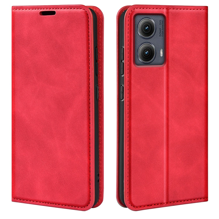 For Motorola Edge 5G 2024 Retro-skin Magnetic Suction Leather Phone Case(Red) - Motorola Cases by buy2fix | Online Shopping UK | buy2fix