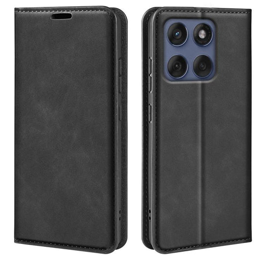 For Motorola Edge 60 Fusion Retro-skin Magnetic Suction Leather Phone Case(Black)