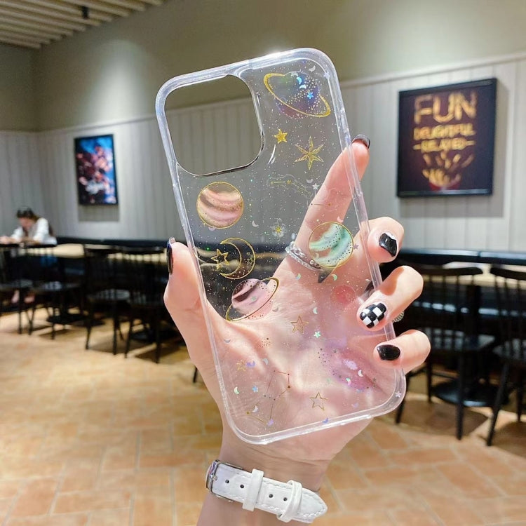 For iPhone 16e Cosmic Star Glitter Epoxy TPU Phone Case(Transparent) - iPhone 16e Cases by buy2fix | Online Shopping UK | buy2fix