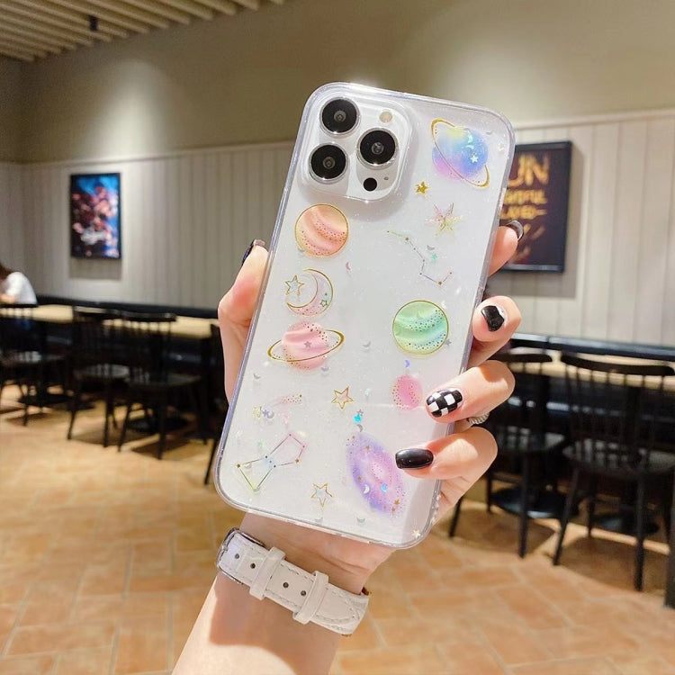 For iPhone 16e Cosmic Star Glitter Epoxy TPU Phone Case(Transparent) - iPhone 16e Cases by buy2fix | Online Shopping UK | buy2fix