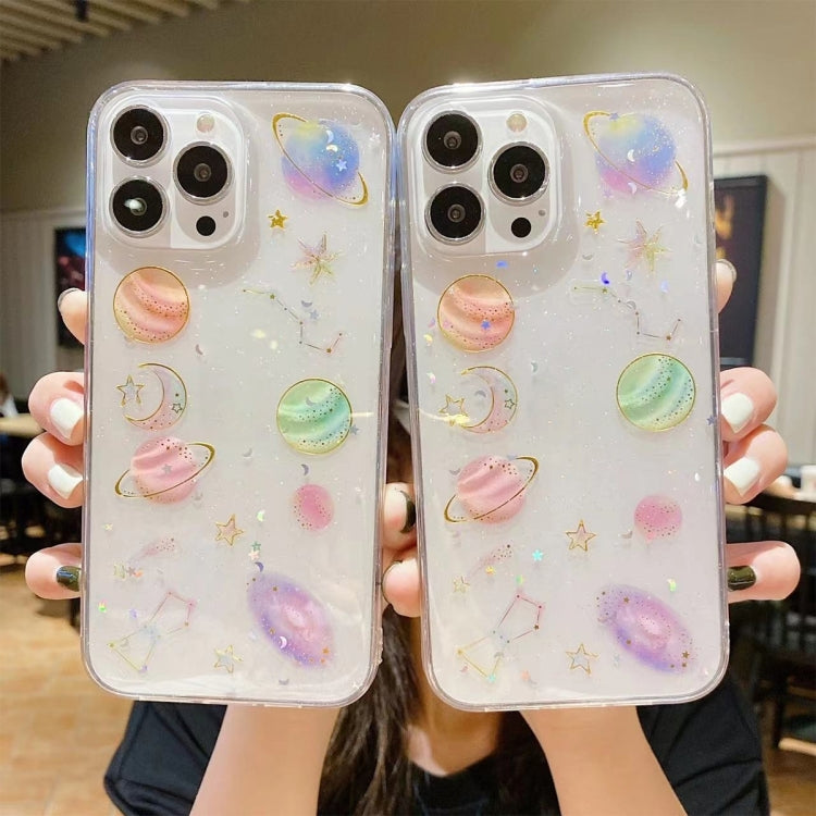 For iPhone 16e Cosmic Star Glitter Epoxy TPU Phone Case(Transparent) - iPhone 16e Cases by buy2fix | Online Shopping UK | buy2fix
