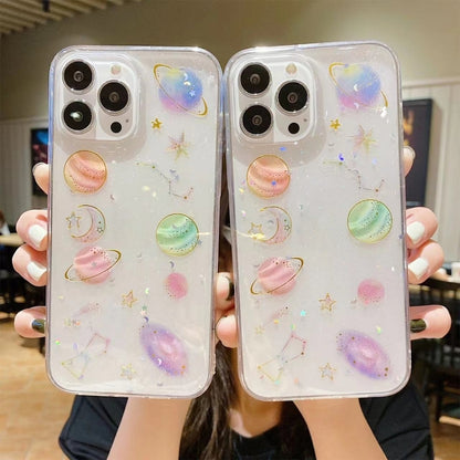 For iPhone 16e Cosmic Star Glitter Epoxy TPU Phone Case(Transparent) - iPhone 16e Cases by buy2fix | Online Shopping UK | buy2fix