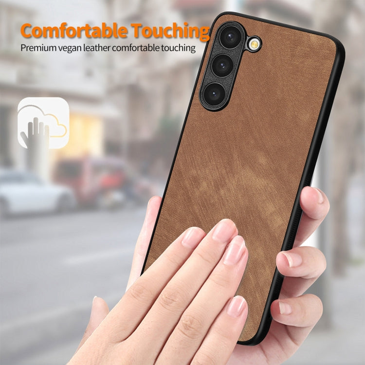 For Samsung Galaxy S23 5G ENKAY Retro Leather Skin PC Phone Case with 0.18mm Glass Film(Pink) by ENKAY