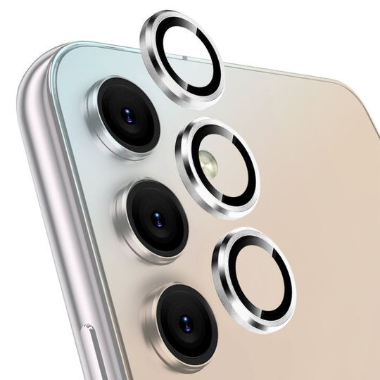 For Samsung Galaxy A14 / A34 NORTHJO Camera Lens Protector Tempered Glass CD Vein Metal Ring Film(Silver)