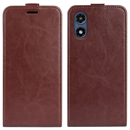 For Motorola Moto G Play 2024 R64 Texture Single Vertical Flip Leather Phone Case(Brown) - Motorola Cases by buy2fix | Online Shopping UK | buy2fix