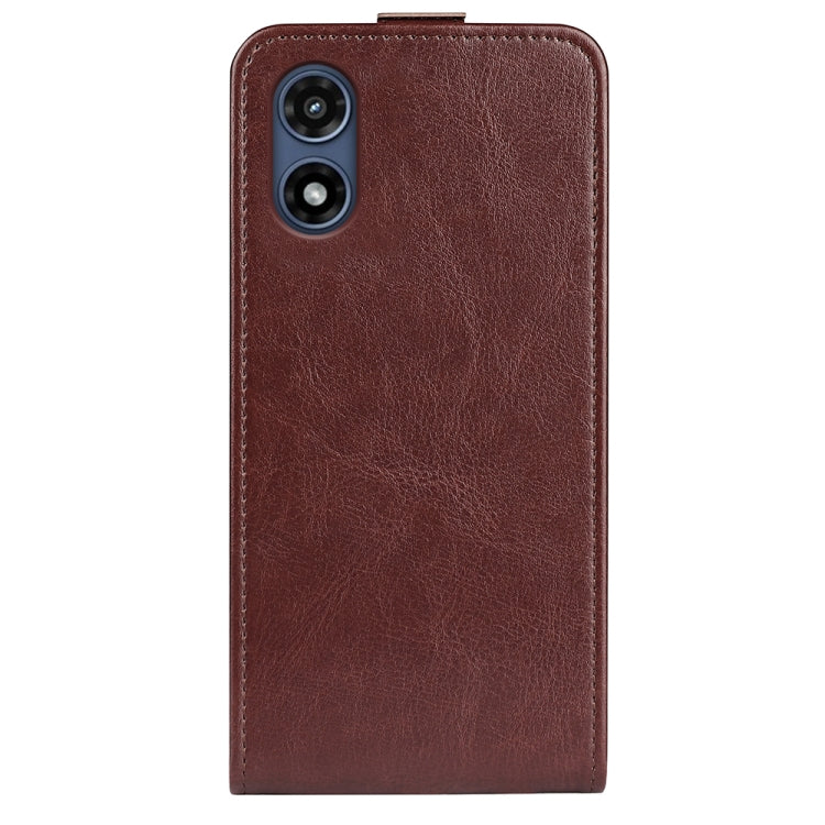 For Motorola Moto G Play 2024 R64 Texture Single Vertical Flip Leather Phone Case(Brown) - Motorola Cases by buy2fix | Online Shopping UK | buy2fix