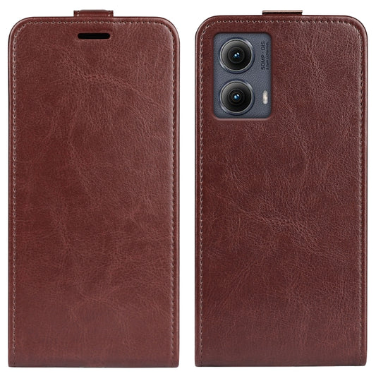 For Motorola Edge 5G 2024 R64 Texture Single Vertical Flip Leather Phone Case(Brown) by buy2fix
