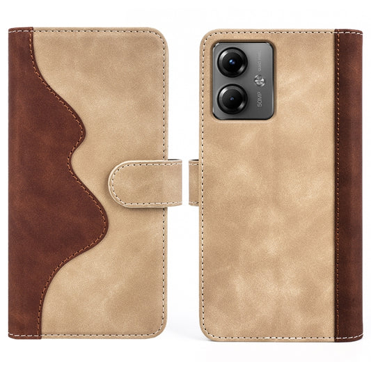 For Motolora Moto G14 Stitching Horizontal Flip Leather Phone Case(Yellow) by buy2fix