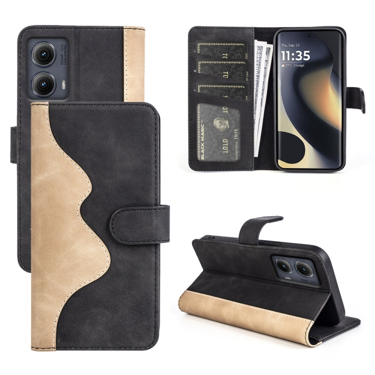 For Motolora Edge 5G 2024 Stitching Horizontal Flip Leather Phone Case(Black) by buy2fix