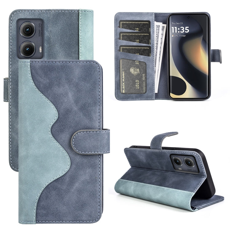 For Motolora Edge 5G 2024 Stitching Horizontal Flip Leather Phone Case(Blue) - Motorola Cases by buy2fix | Online Shopping UK | buy2fix