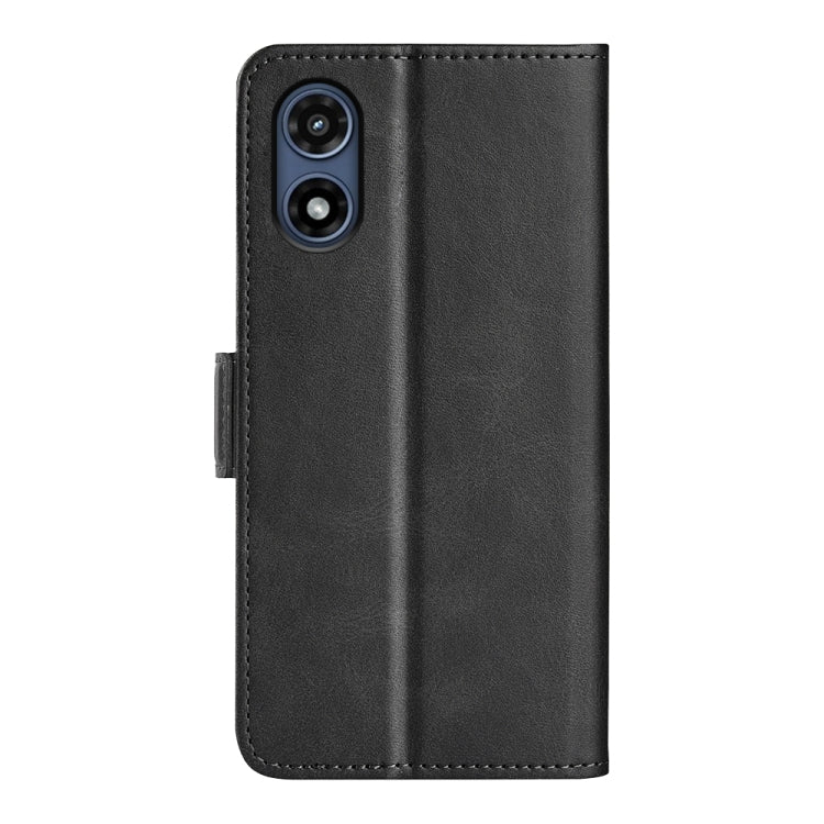 For Motorola Moto G Play 2024 Dual-side Magnetic Buckle Horizontal Flip Leather Phone Case(Black) - Motorola Cases by buy2fix | Online Shopping UK | buy2fix