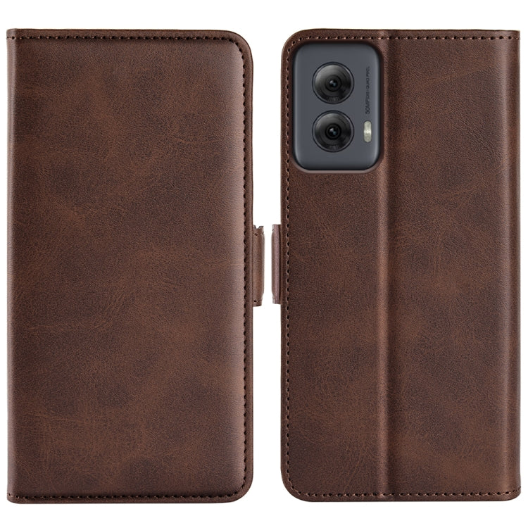 For Motorola Moto G Power 5G 2024 Dual-side Magnetic Buckle Horizontal Flip Leather Phone Case(Brown) - Motorola Cases by buy2fix | Online Shopping UK | buy2fix