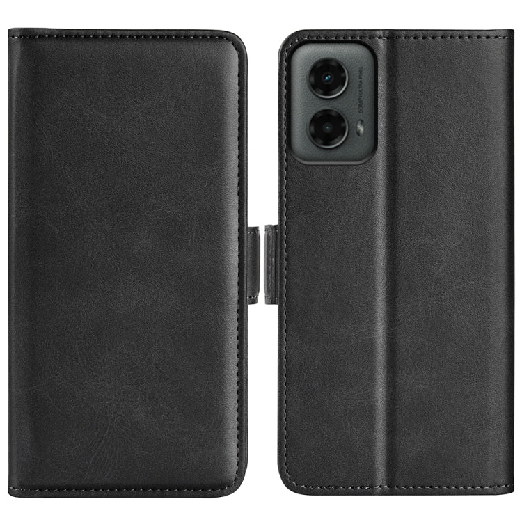 For Motorola Moto G 5G 2024 Dual-side Magnetic Buckle Horizontal Flip Leather Phone Case(Black) - Motorola Cases by buy2fix | Online Shopping UK | buy2fix