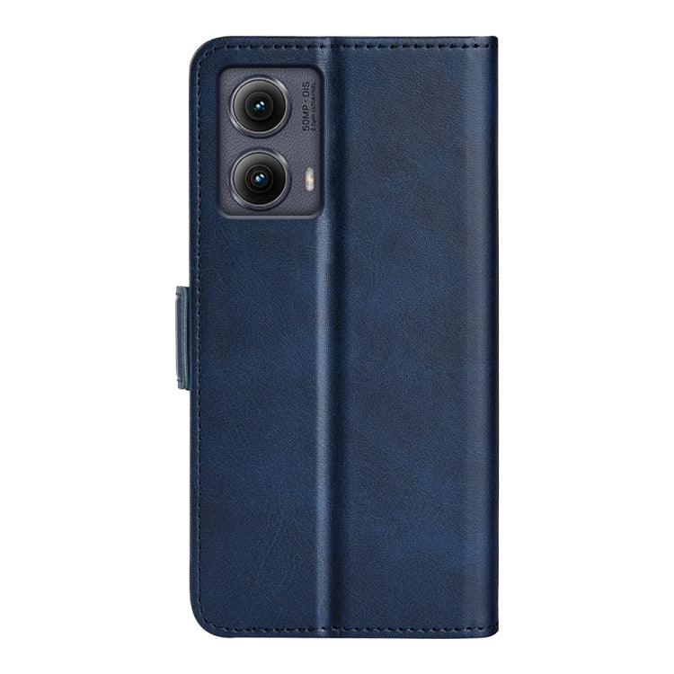 For Motorola Edge 5G 2024 Dual-side Magnetic Buckle Horizontal Flip Leather Phone Case(Dark Blue) - Motorola Cases by buy2fix | Online Shopping UK | buy2fix