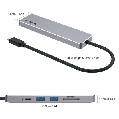 Wavlink UHP3407 Portable Aluminum Dongle 4K HDMI Display Type-C Hub Multiport Adapter - USB HUB by WAVLINK | Online Shopping UK | buy2fix