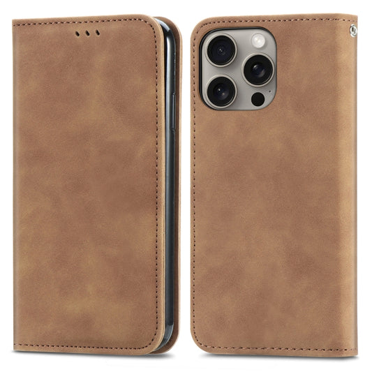 For iPhone 16 Pro Max Retro Skin Feel Magnetic Flip Leather Phone Case(Brown) by buy2fix