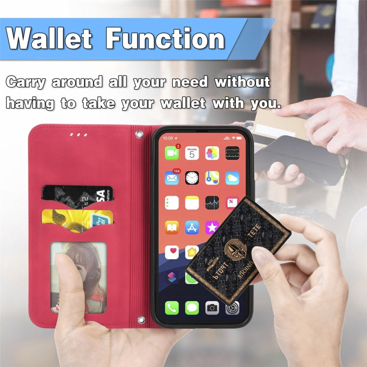 For iPhone 16 Plus Retro Skin Feel Magnetic Flip Leather Phone Case(Red) - iPhone 16 Plus Cases by buy2fix | Online Shopping UK | buy2fix