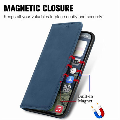 For iPhone 16e Retro Skin Feel Magnetic Flip Leather Phone Case(Blue) - iPhone 16e Cases by buy2fix | Online Shopping UK | buy2fix