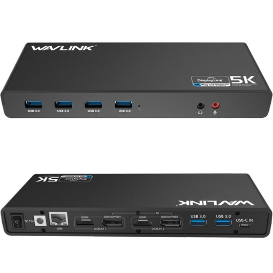 Wavlink UG69DK1 5K Type-C Dual Display USB 3.0 Video Gigabit Ethernet HDMI Docking Station, Plug:UK Plug by WAVLINK