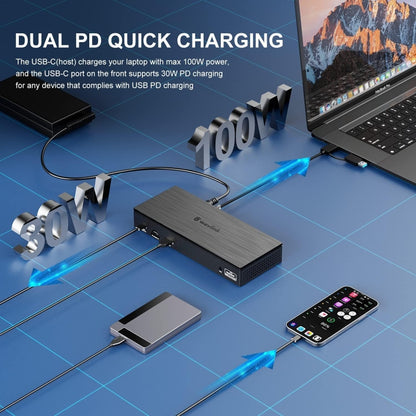 Wavlink UG69PD8 100W PD 18 in 1 Type-C Dock Compatible Type-C Universal Docking Station, Plug:EU Plug - USB HUB by WAVLINK | Online Shopping UK | buy2fix