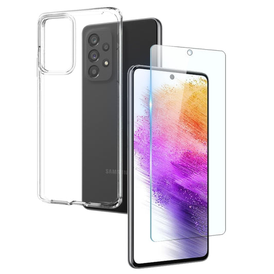 For Samsung Galaxy A73 5G NORTHJO Transparent TPU Phone Case with Tempered Glass Film(Transparent) - Galaxy Phone Cases by NORTHJO | Online Shopping UK | buy2fix