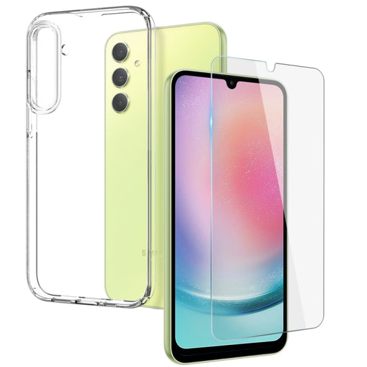 For Samsung Galaxy A24 4G NORTHJO Transparent TPU Phone Case with Tempered Glass Film(Transparent) - Galaxy Phone Cases by NORTHJO | Online Shopping UK | buy2fix