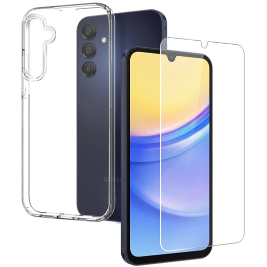 For Samsung Galaxy A15 4G / 5G NORTHJO Transparent TPU Phone Case with Tempered Glass Film(Transparent) - Galaxy Phone Cases by NORTHJO | Online Shopping UK | buy2fix