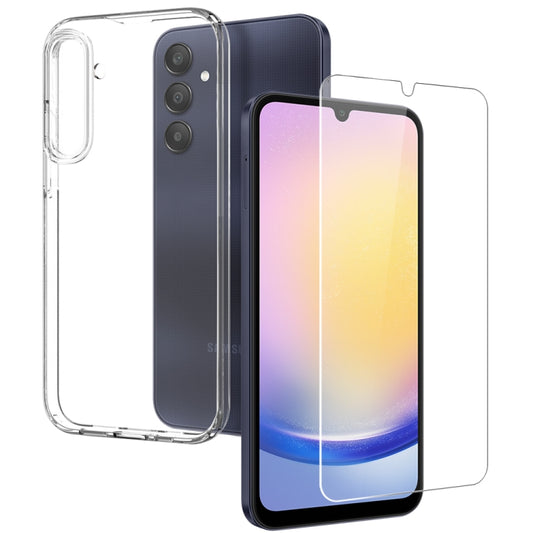 For Samsung Galaxy A25 5G NORTHJO Transparent TPU Phone Case with Tempered Glass Film(Transparent) - Galaxy Phone Cases by NORTHJO | Online Shopping UK | buy2fix