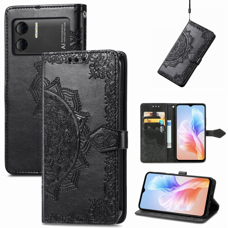 For DOOGEE X98 Pro / X98 Mandala Flower Embossed Leather Phone Case(Black) - Doogee Cases by buy2fix | Online Shopping UK | buy2fix