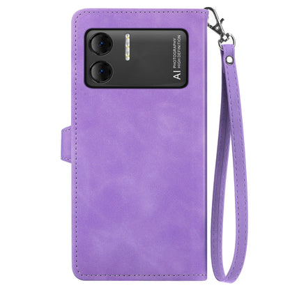 For DOOGEE X98 Pro / X98 Embossed Flower Zipper Leather Phone Case(Purple) - Doogee Cases by buy2fix | Online Shopping UK | buy2fix