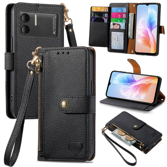 For DOOGEE X98 Pro / X98 Love Zipper Lanyard Leather Phone Case(Black)