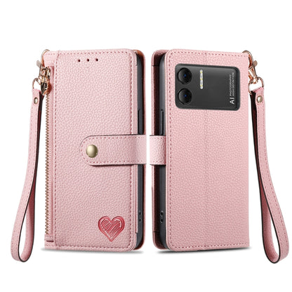 For DOOGEE X98 Pro / X98 Love Zipper Lanyard Leather Phone Case(Pink) - Doogee Cases by buy2fix | Online Shopping UK | buy2fix