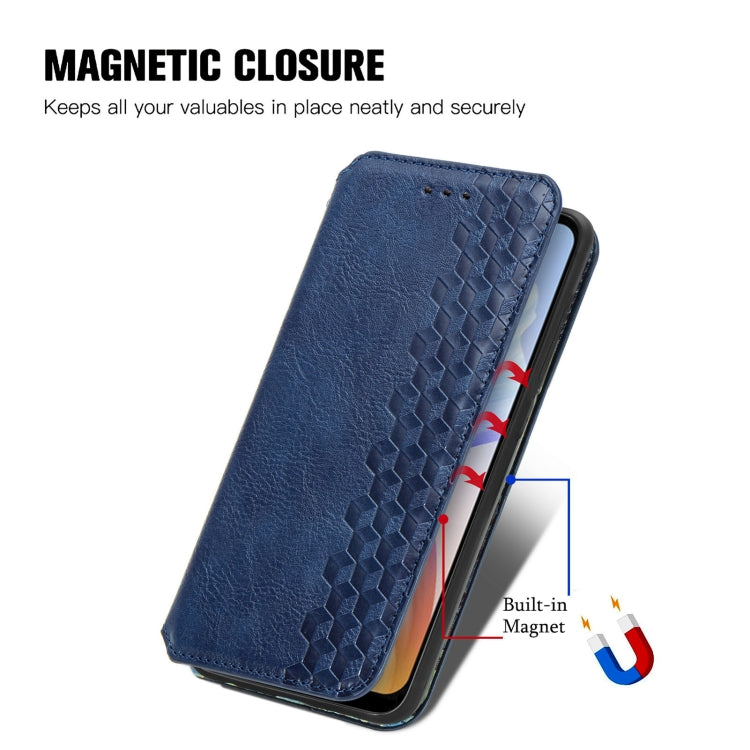 For DOOGEE X98 Pro / X98 Cubic Grid Pressed Magnetic Leather Phone Case(Bule) - Doogee Cases by buy2fix | Online Shopping UK | buy2fix