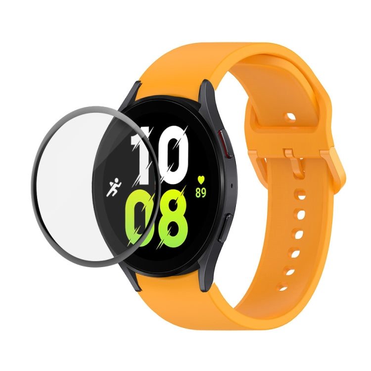 For Samsung Galaxy Watch5 44mm JUNSUNMAY Silicone Adjustable Strap + Full Coverage PMMA Screen Protector Kit(Orange) - Watch Bands by JUNSUNMAY | Online Shopping UK | buy2fix