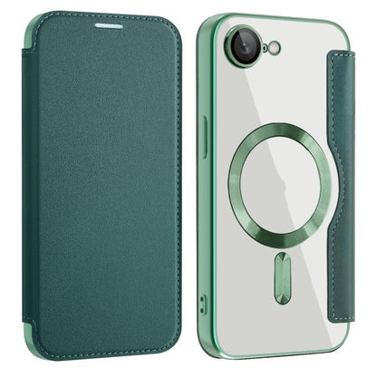 For iPhone 16e Shield MagSafe RFID Anti-theft Leather Phone Case(Green) - iPhone 16e Cases by buy2fix | Online Shopping UK | buy2fix