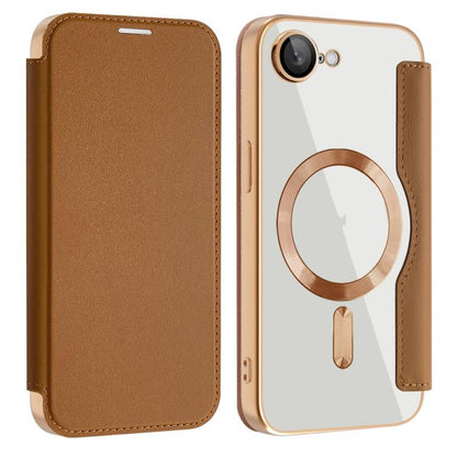 For iPhone 16e Shield MagSafe RFID Anti-theft Leather Phone Case(Brown) - iPhone 16e Cases by buy2fix | Online Shopping UK | buy2fix