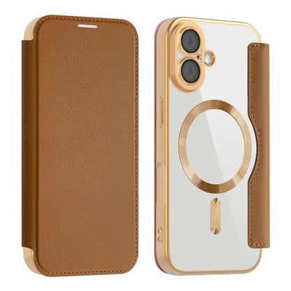 For iPhone 17 Shield MagSafe RFID Anti-theft Leather Phone Case(Brown) - iPhone 17 Cases by buy2fix | Online Shopping UK | buy2fix