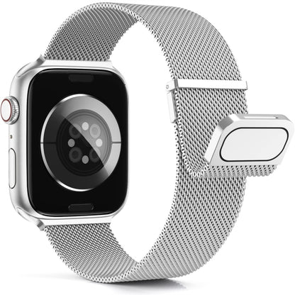 For Apple Watch 8 41mm Milan Double Magnetic Steel Mesh Watch Band(Silver) - Watch Bands by buy2fix | Online Shopping UK | buy2fix