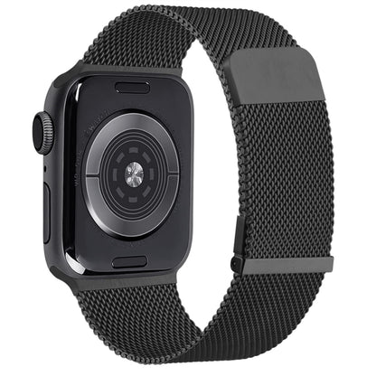 For Apple Watch 8 45mm Milan Double Magnetic Steel Mesh Watch Band(Black) - Watch Bands by buy2fix | Online Shopping UK | buy2fix