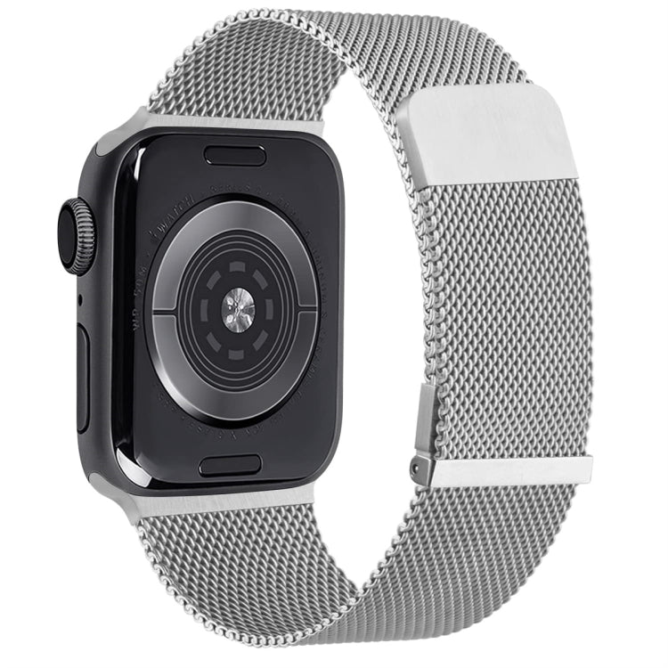 For Apple Watch 7 41mm Milan Double Magnetic Steel Mesh Watch Band(Silver) - Watch Bands by buy2fix | Online Shopping UK | buy2fix