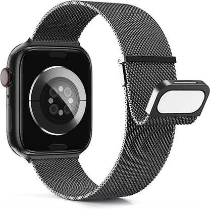 For Apple Watch 7 41mm Milan Double Magnetic Steel Mesh Watch Band(Gray) by buy2fix