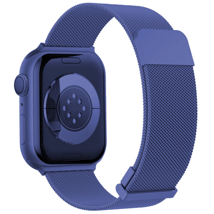 For Apple Watch 6 44mm Milan Double Magnetic Steel Mesh Watch Band(Blue) - Watch Bands by buy2fix | Online Shopping UK | buy2fix