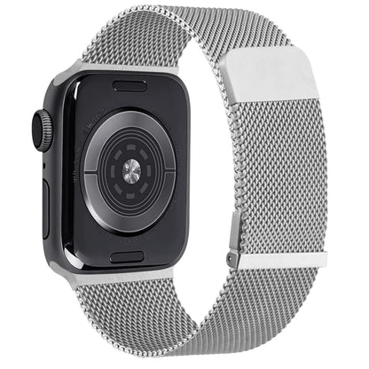 For Apple Watch 4 44mm Milan Double Magnetic Steel Mesh Watch Band(Silver) - Watch Bands by buy2fix | Online Shopping UK | buy2fix